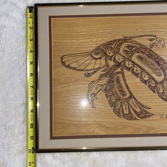 Victor Leong 1994 Framed Pyrogravure Eagle Artwork - Picture 6 of 10